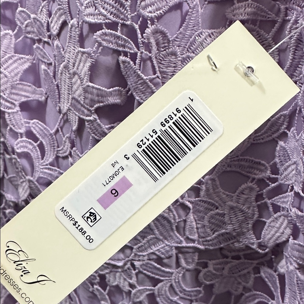 ELIZA J Asymmetrical Lace Midi Dress - Lavender MSRP $188 NWT Size 6 - Picture 6 of 6